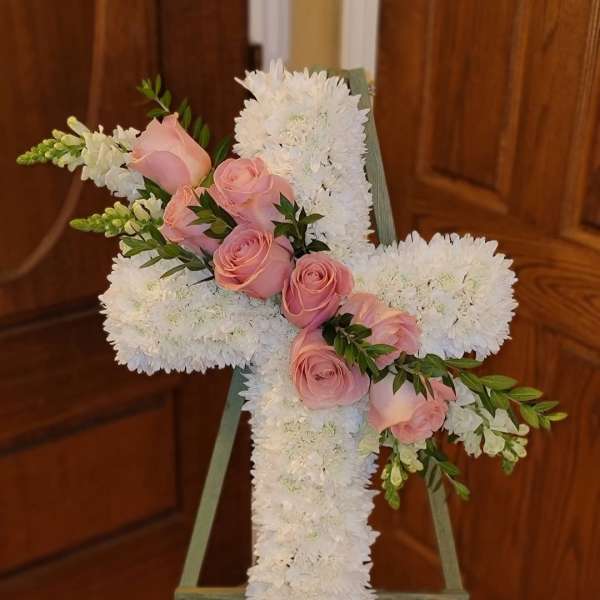 White and Pink Standing Cross