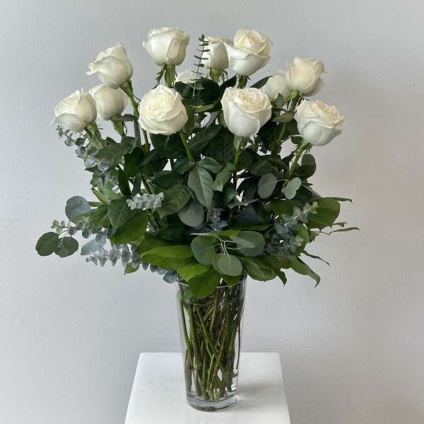 Dozen White Roses