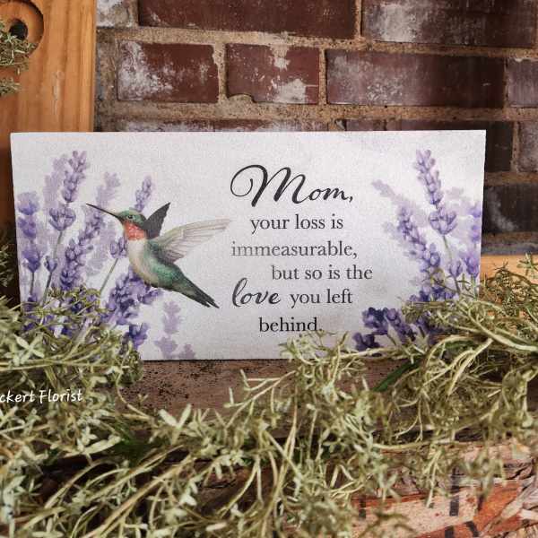 Sympathy card with a hummingbird and lavender flowers