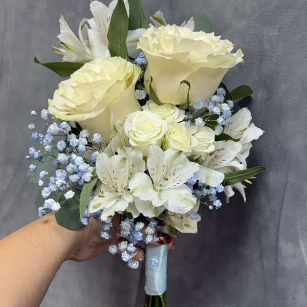 Blue whisper prom bouquet