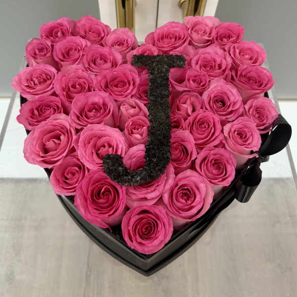 Initial Rose Heart Box