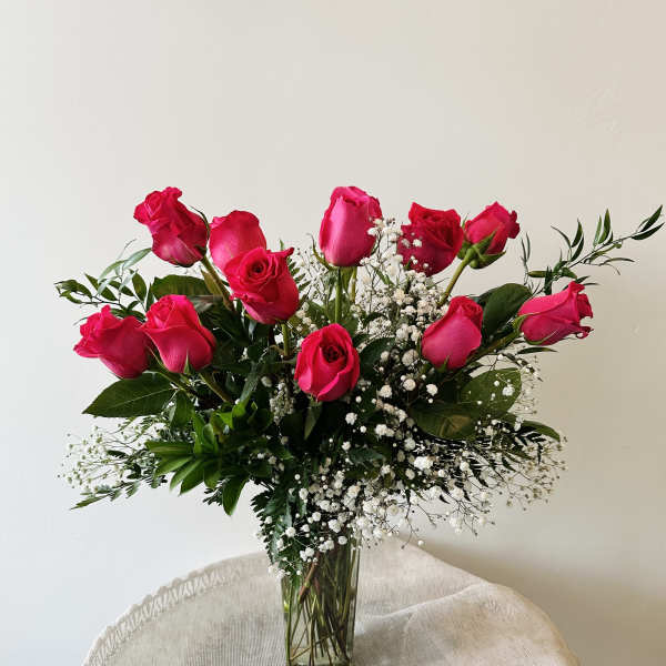 Dozen Hot Pink Roses