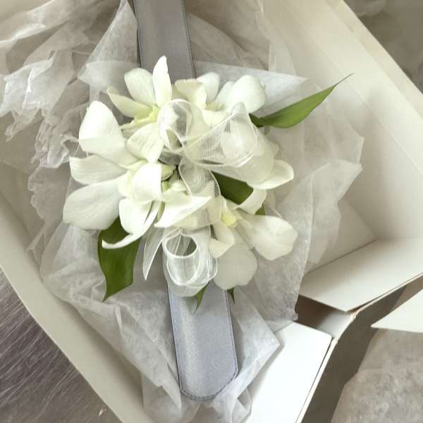 Corsage with dendrobium orchids