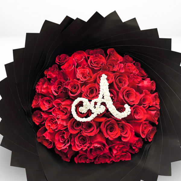50 Red Roses Personalized Letter