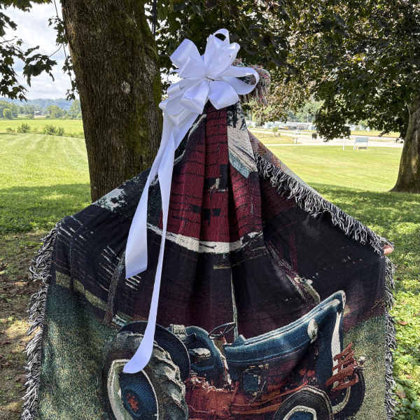 Tapestry Woven Throw With Tractor