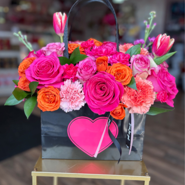 Heart Me Flower Tote - Black