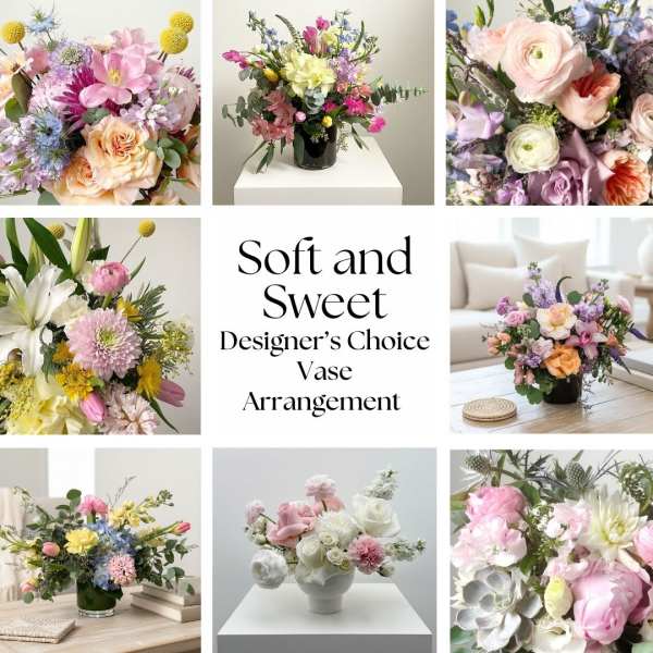 Soft and Sweet Designer's Choice Vase Arrangement