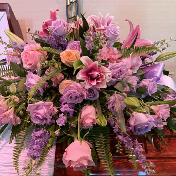 Lavenders & Pink Memories Casket Spray