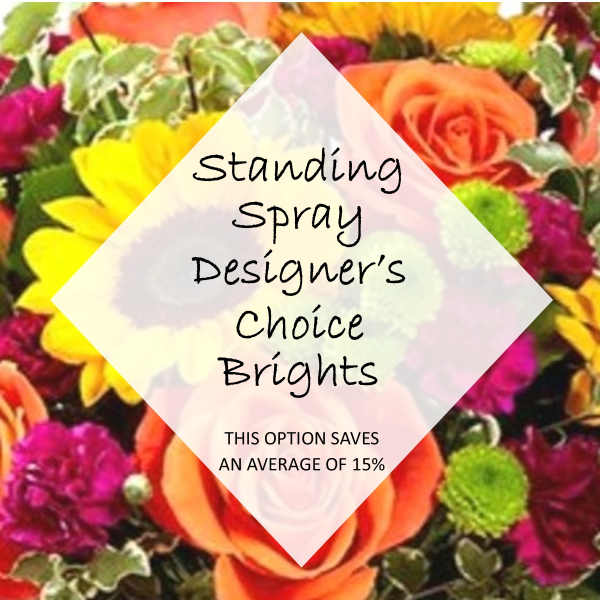 Bright mixed flower spray with roses and mums