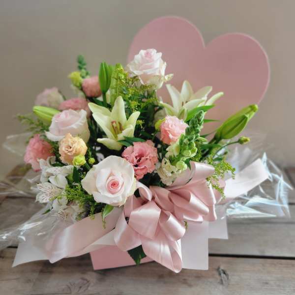 Lolli Lou Pink and White Floral Heart Box