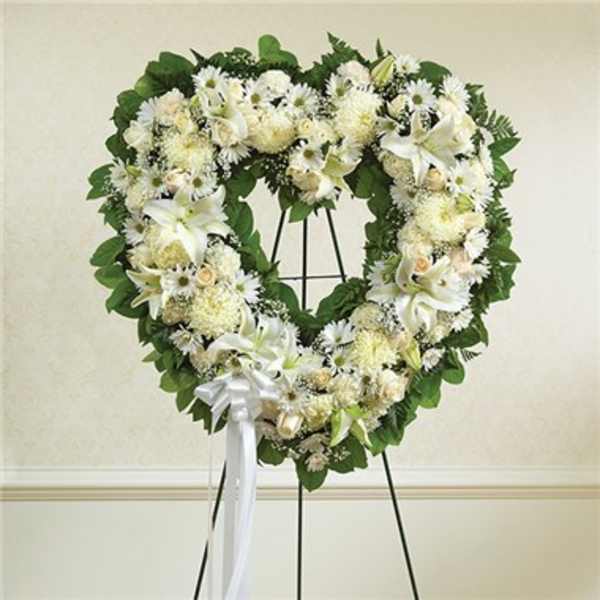 Always Remember™ Floral Heart Tribute- White