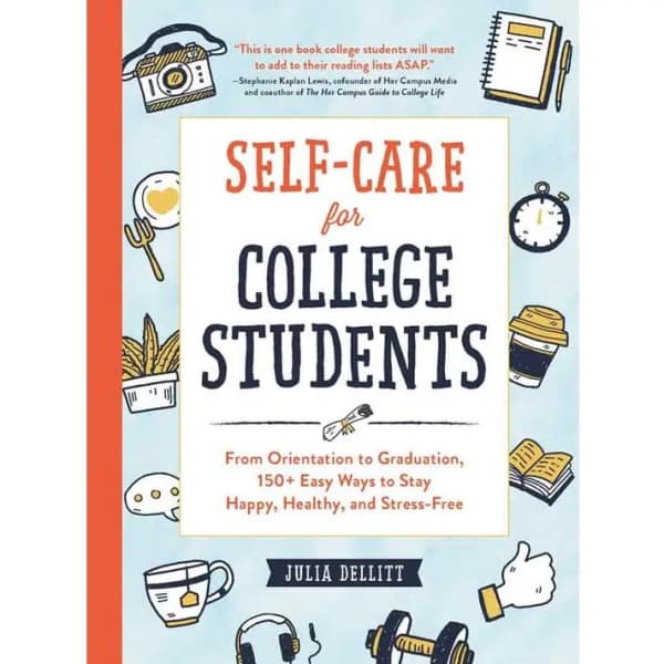 Book cover titled Self-Care for College Students with illustrated icons