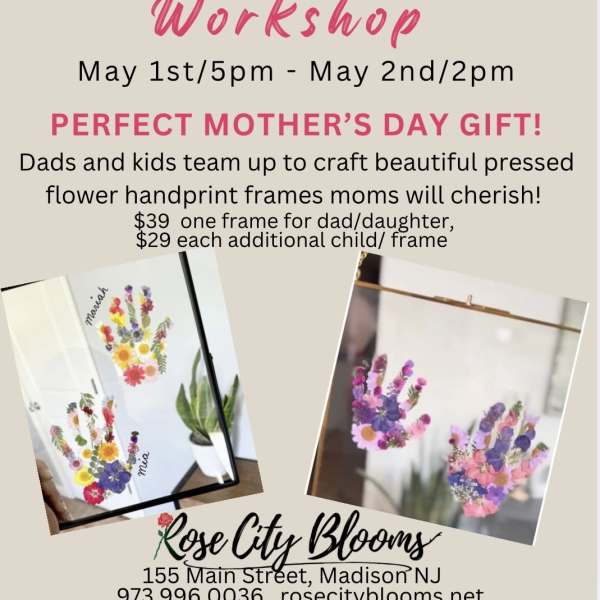 Daddy Daughter Floral Handprint Workshop MAY 2nd 2pm - SPACE IS LIMITED