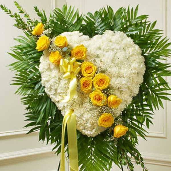 Always in My Heart Floral Heart - Yellow (Easel Stand)