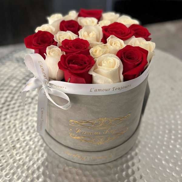 Grey velvet signature box