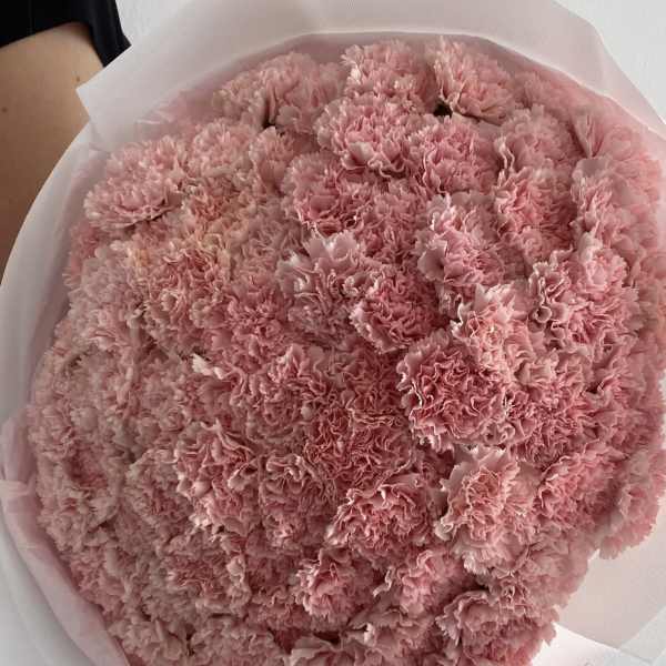 A Grand Bouquet of 100 Pink Dianthus