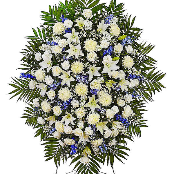 Luxury Blue and White Funeral Standing Spray
