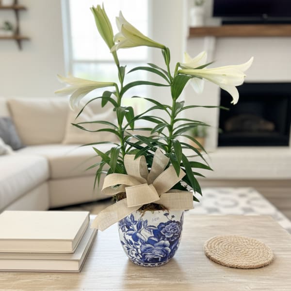 Blue Chinoiserie Easter Lily