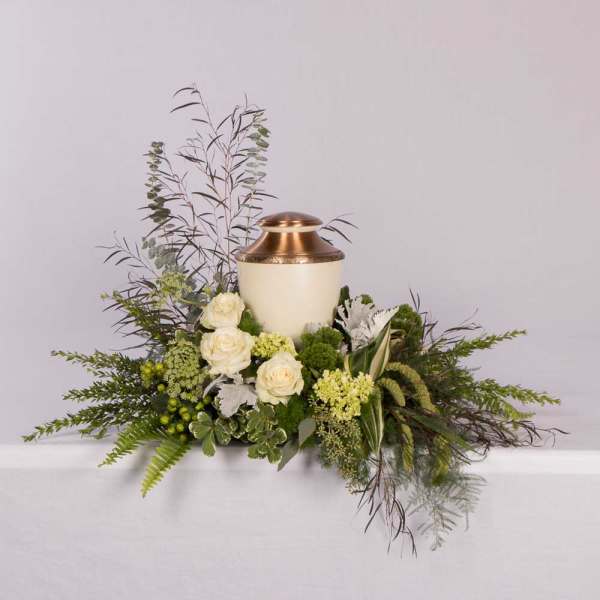 Green and white Cremation Urn
