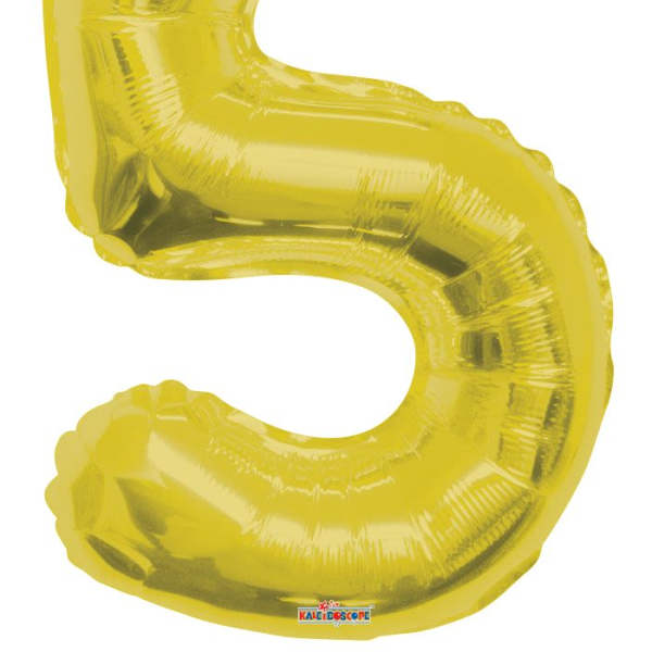 Gold Number 5 Balloon