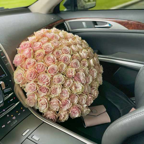 100 Pink Roses in a Mandial — A Symbol of Love and Elegance