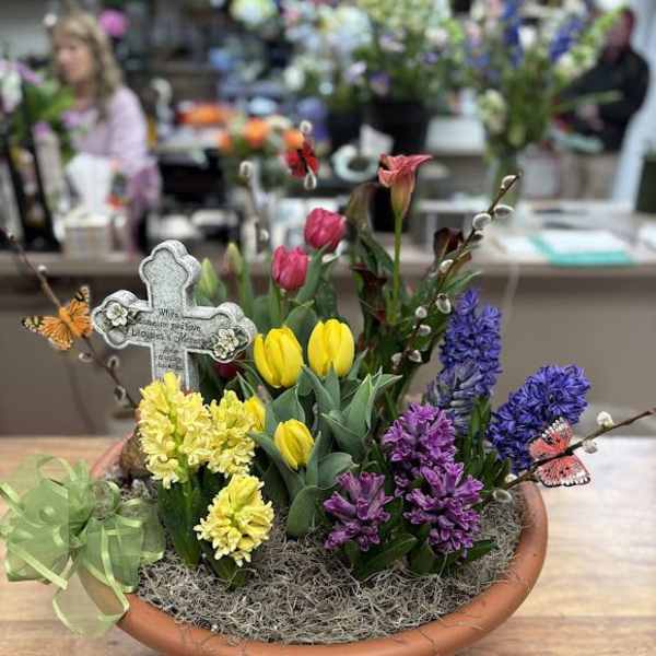 Blooming Bulb Garden with Cross