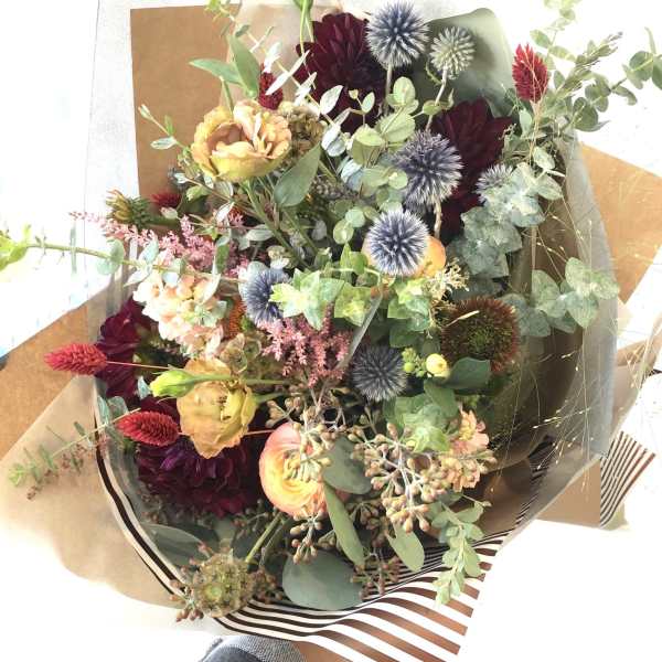 Seasonal Wild Blooms Wrapped Bouquet