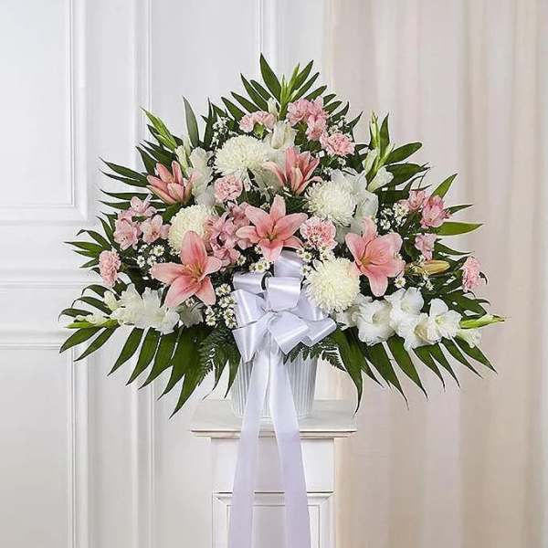 Pink & White Standing Basket