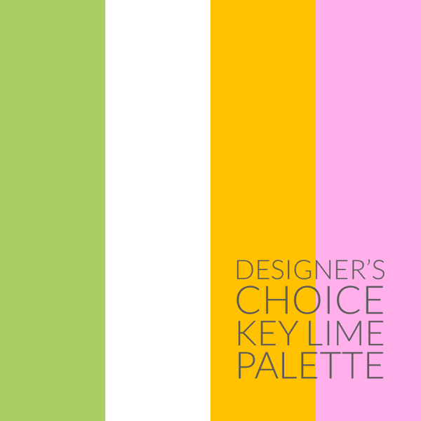 Color palette with lime green, white, yellow, and pink vertical bands