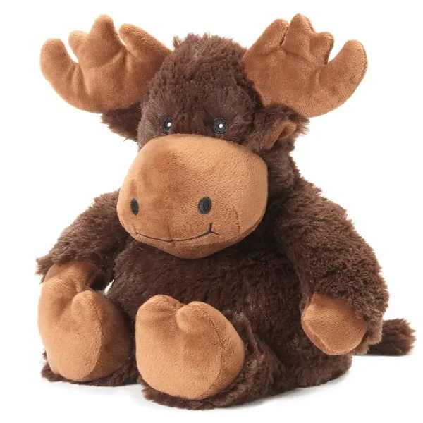Brown plush moose stuffed animal with tan antlers and snout