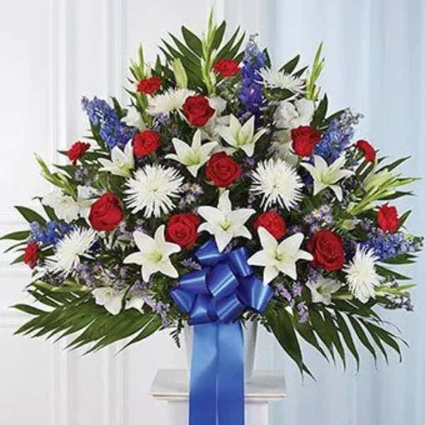 Red, White & Blue Fan Shaped Basket
