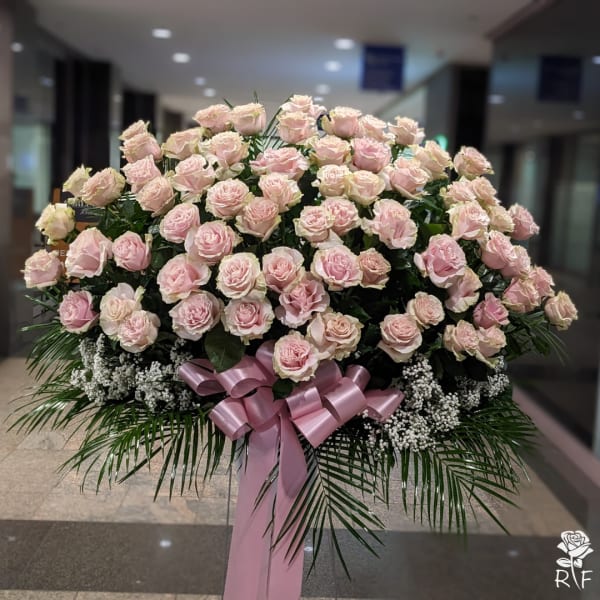 Five Dozen (60) Premium Light Pink Roses On A Stand