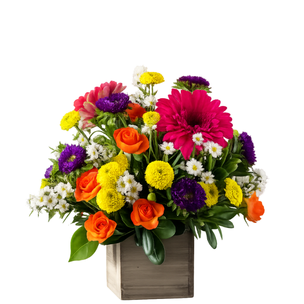 Wooden Garden Box Bouquet