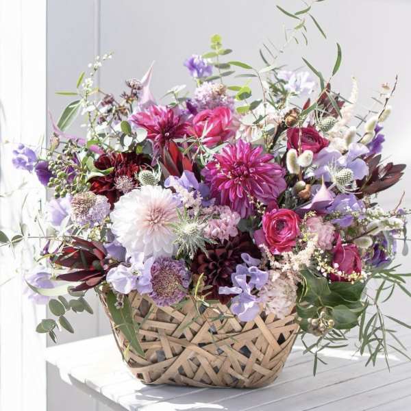 Romantic French basket of flowers