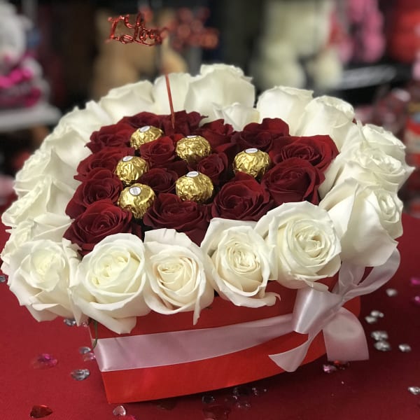 Red and white Heart box