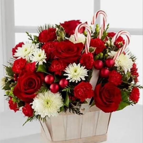 Candy Cane Christmas Basket