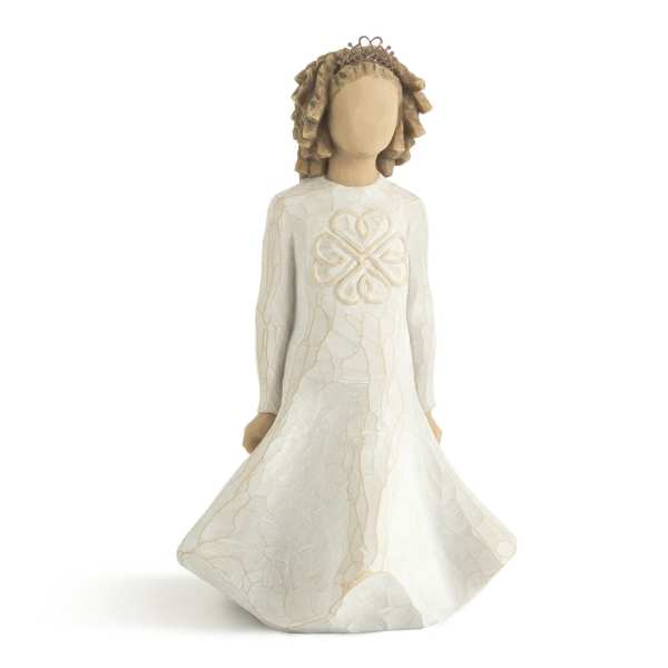 Decorative angel figurine in a cream dress with a brown crown