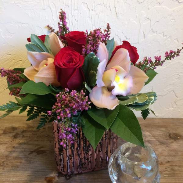 Red Roses And Cymbidiums *cat friendly