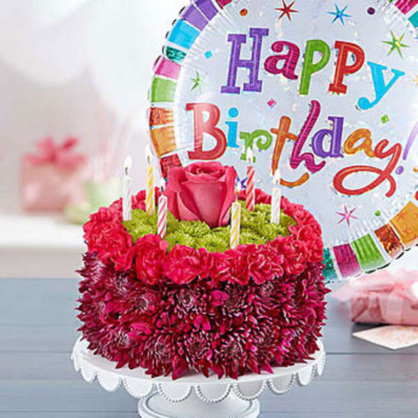 Birthday Wishes Flower Cake Purple