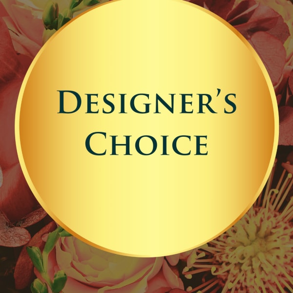 Designer’s Choice text over a floral background