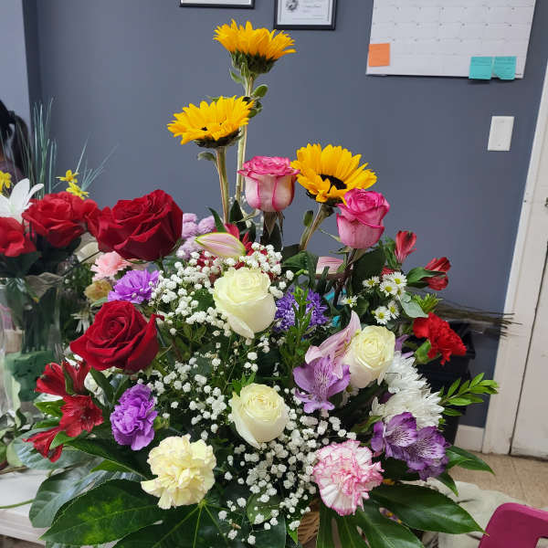 Rosas girasoles claveles