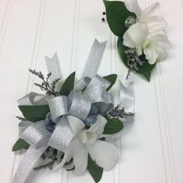 White Swan Corsage & Boutonniere