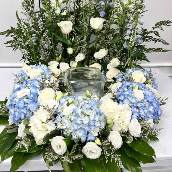 Sympathy: Urn Arrangement $199 & up