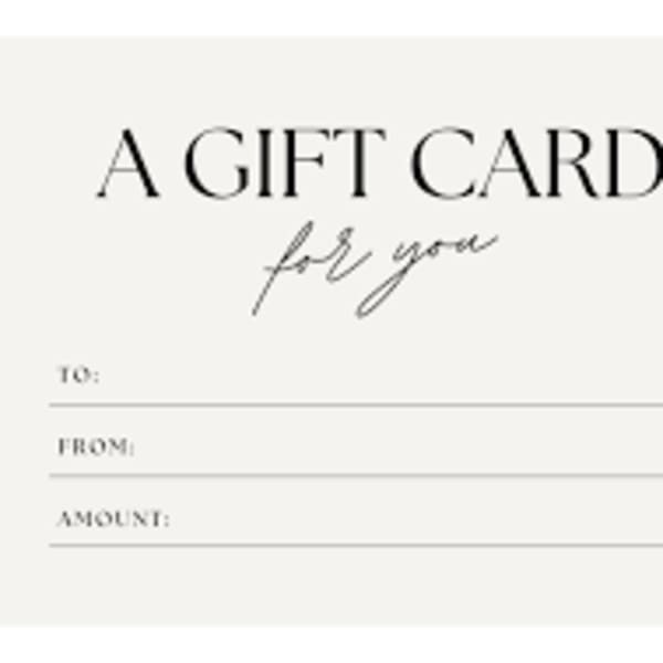 Gift card with blank lines for to, from, and amount