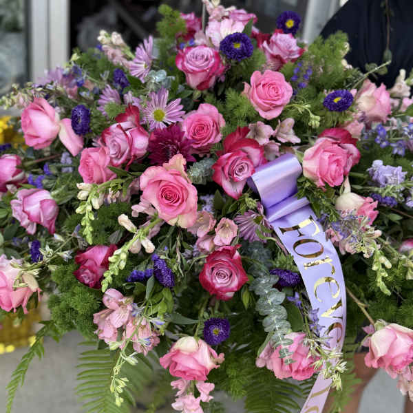 Pink & Purple Meadow Casket Spray