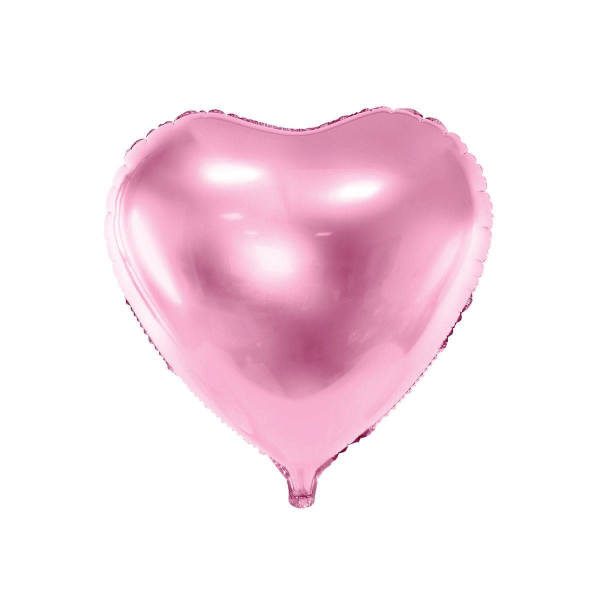 Pink heart-shaped foil balloon on a white background