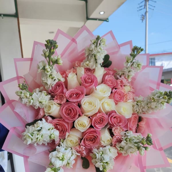 Pink and white roses