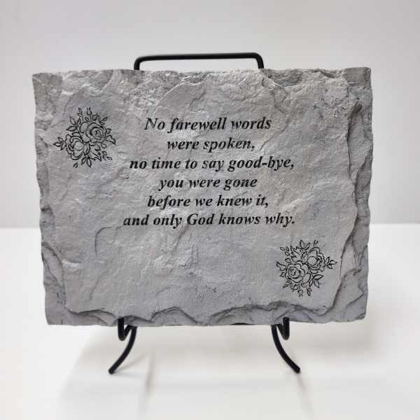 "No Farewell words" Plaque