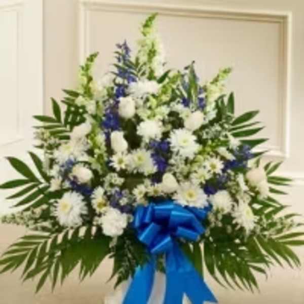 Blue & White Serenity Floral Basket