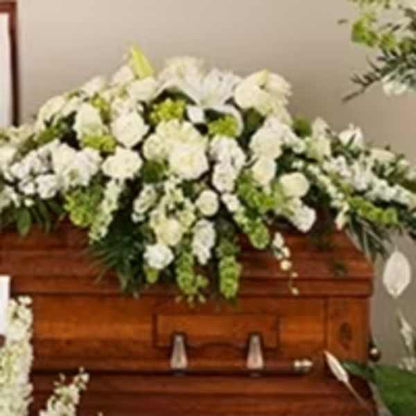 Heavenly White Tribute Casket Spray
